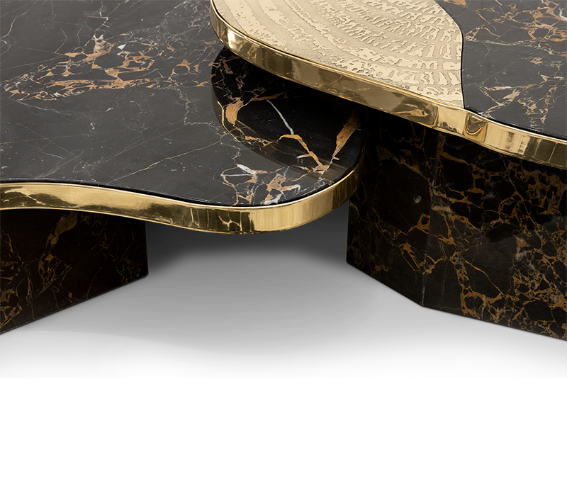 Ophelia Portoro Marble And Gold Center Table mobile image 10