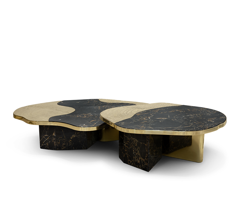 Ophelia Portoro Marble And Gold Center Table mobile image 2