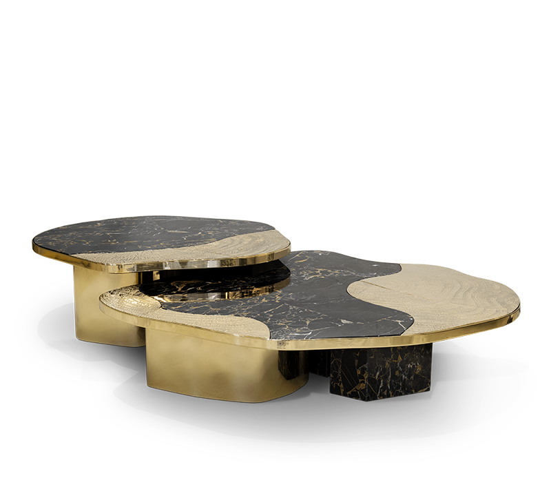 Ophelia Portoro Marble And Gold Center Table mobile image 4