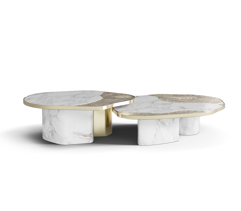 Ophelia Calacatta Marble And Gold Center Table mobile image 2