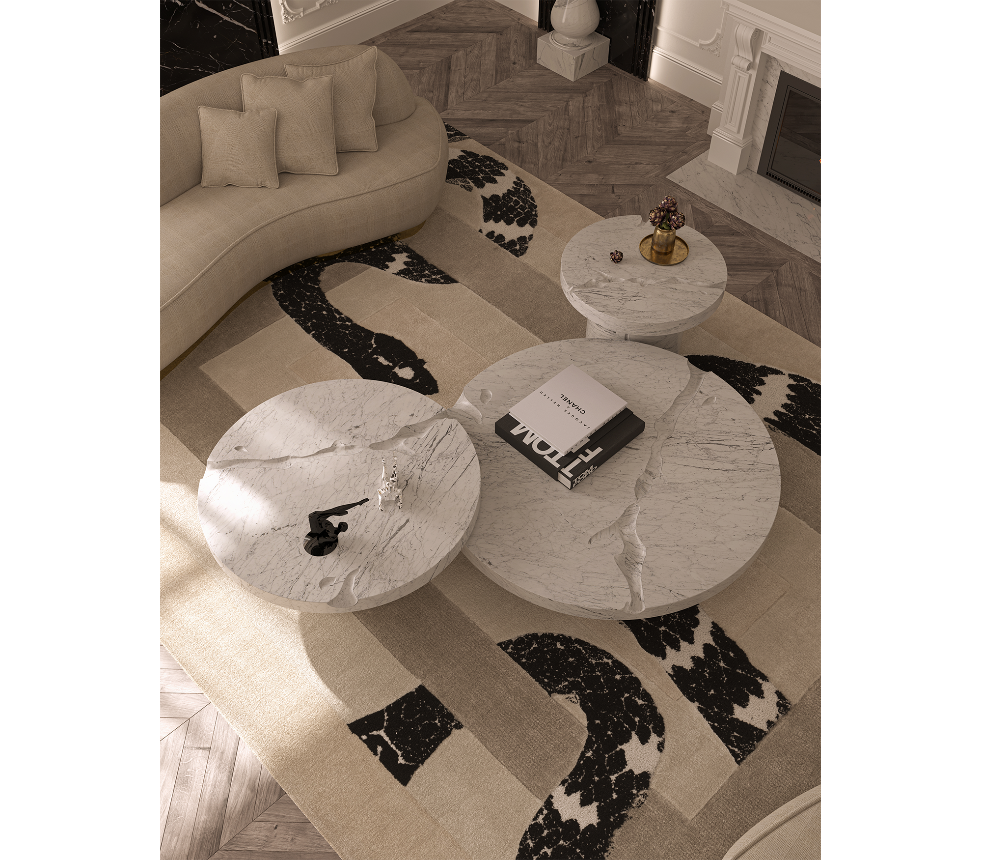 Empire Carrara Marble Center Table mobile image 7