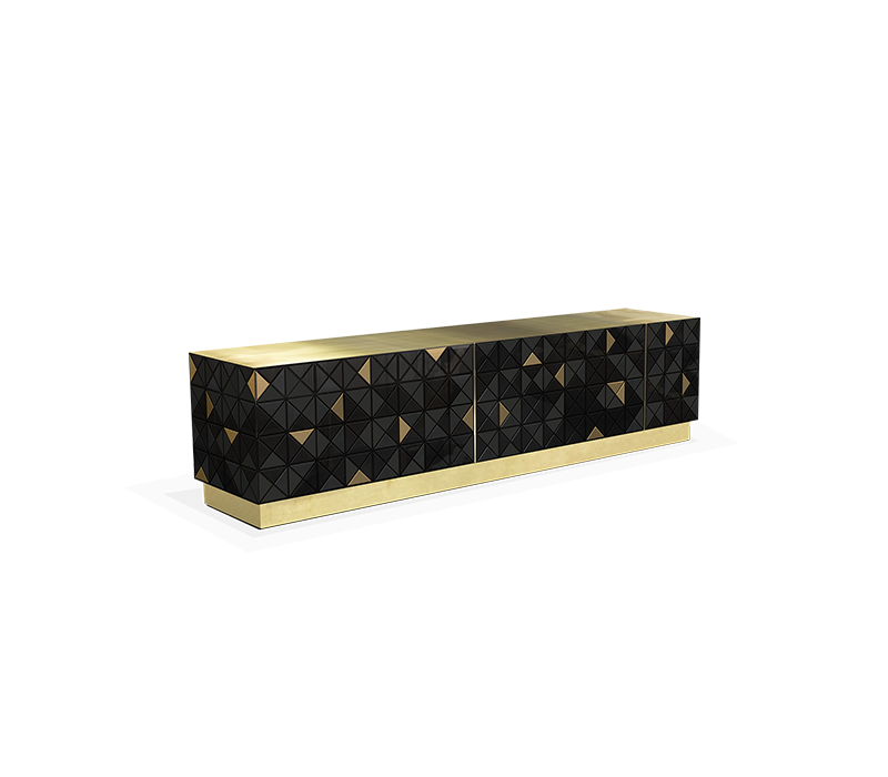 Pixel Black Gold Tv Cabinet mobile image 2
