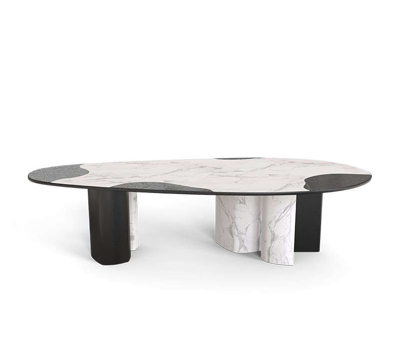 Ophelia Carrara Marble And Black Dining Table mobile image 1