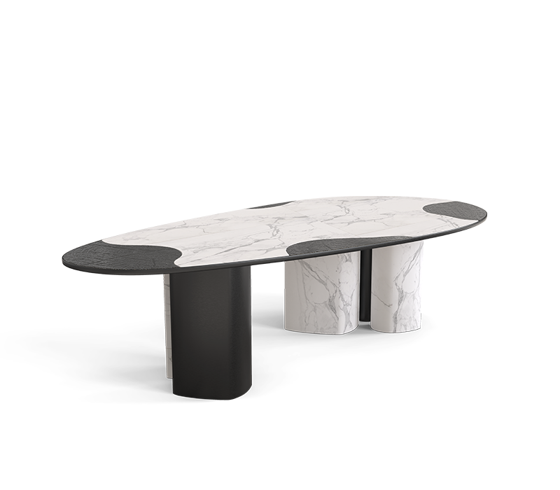 Ophelia Carrara Marble And Black Dining Table mobile image 2