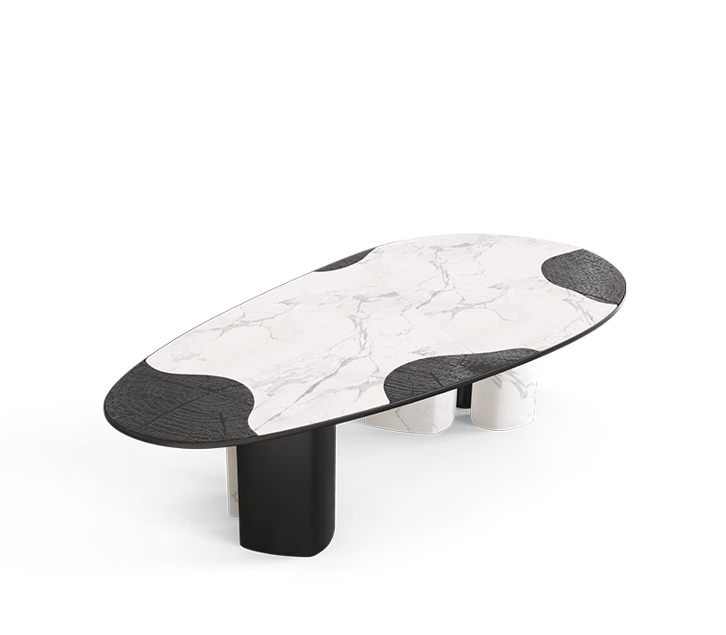 Ophelia Carrara Marble And Black Dining Table mobile image 3