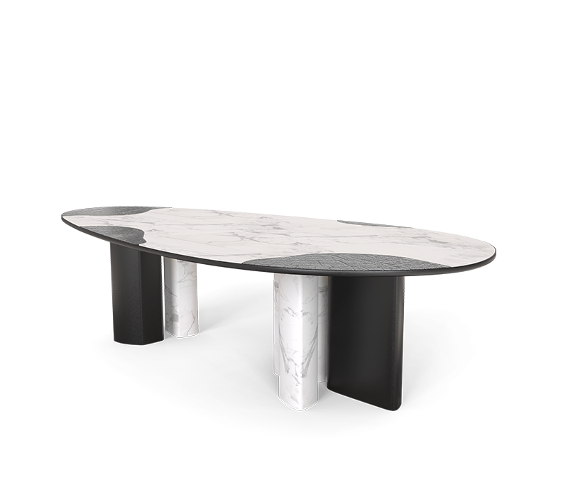 Ophelia Carrara Marble And Black Dining Table mobile image 4