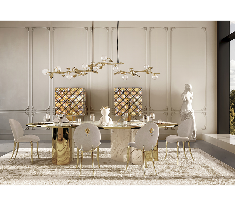 Ophelia Carrara Marble And Silver Dining Table mobile image 7