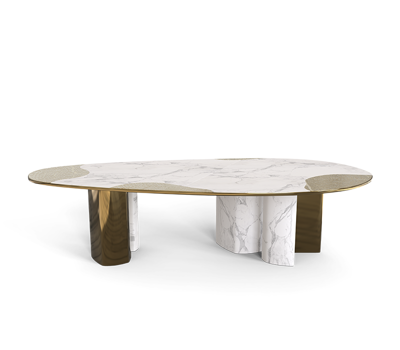 Ophelia Carrara Marble And Patina Dining Table mobile image 1