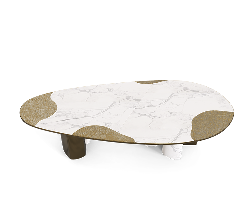 Ophelia Carrara Marble And Patina Dining Table mobile image 5