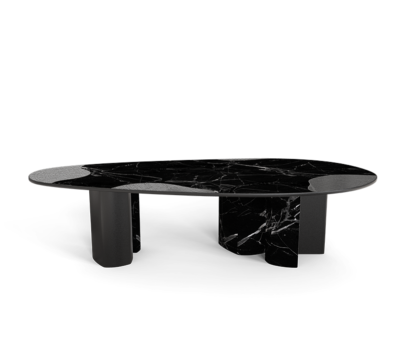 Ophelia Nero Marquina Marble And Black Dining Table mobile image 1