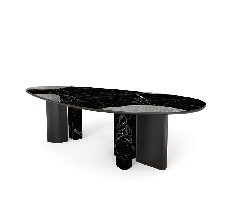Ophelia Nero Marquina Marble And Black Dining Table mobile image 4