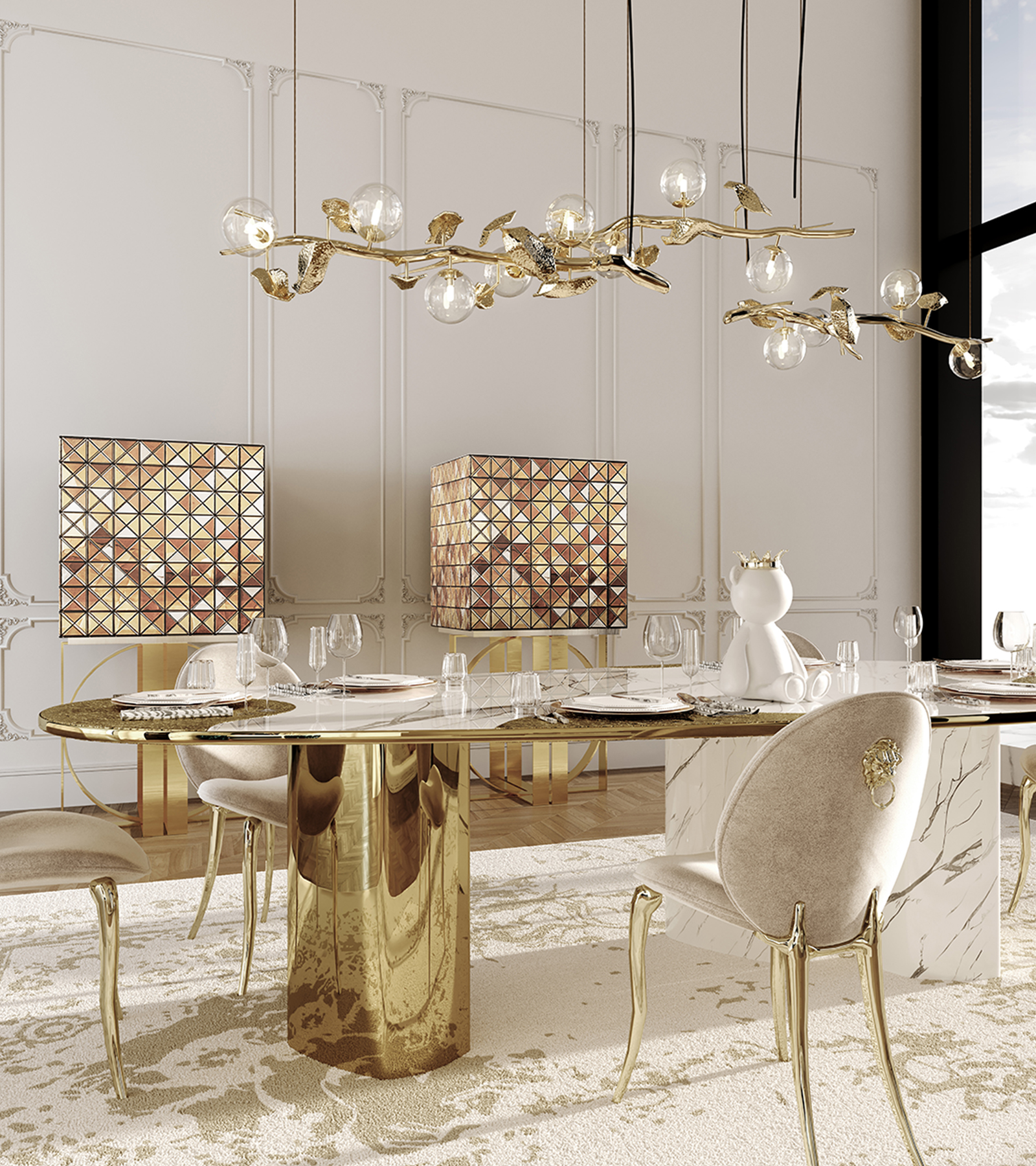 Ophelia Nero Marquina Marble and Silver