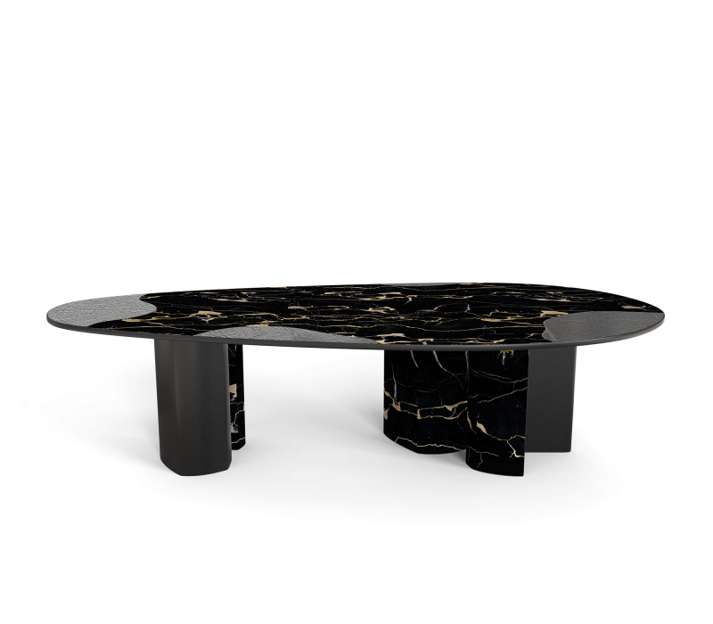 Ophelia Portoro Marble And Black Dining Table mobile image 1