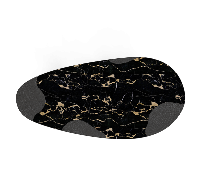 Ophelia Portoro Marble And Black Dining Table mobile image 6
