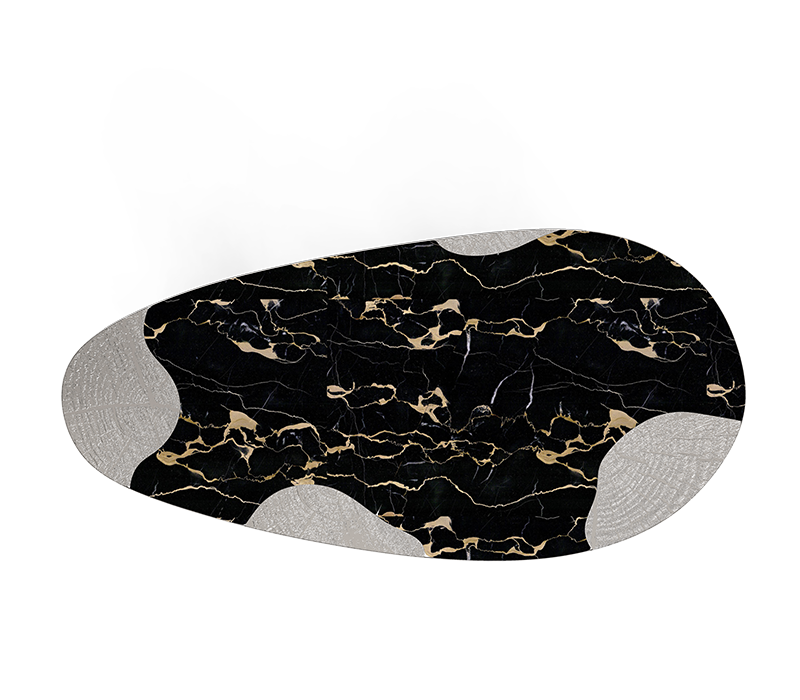 Ophelia Portoro Marble And Silver Dining Table mobile image 6