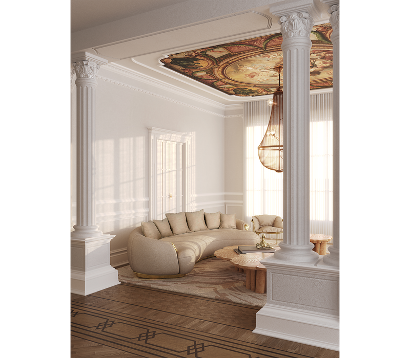 Soleil Cream Curved Sofa mobile image 12