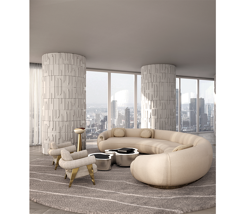 Soleil Cream Curved Sofa mobile image 17