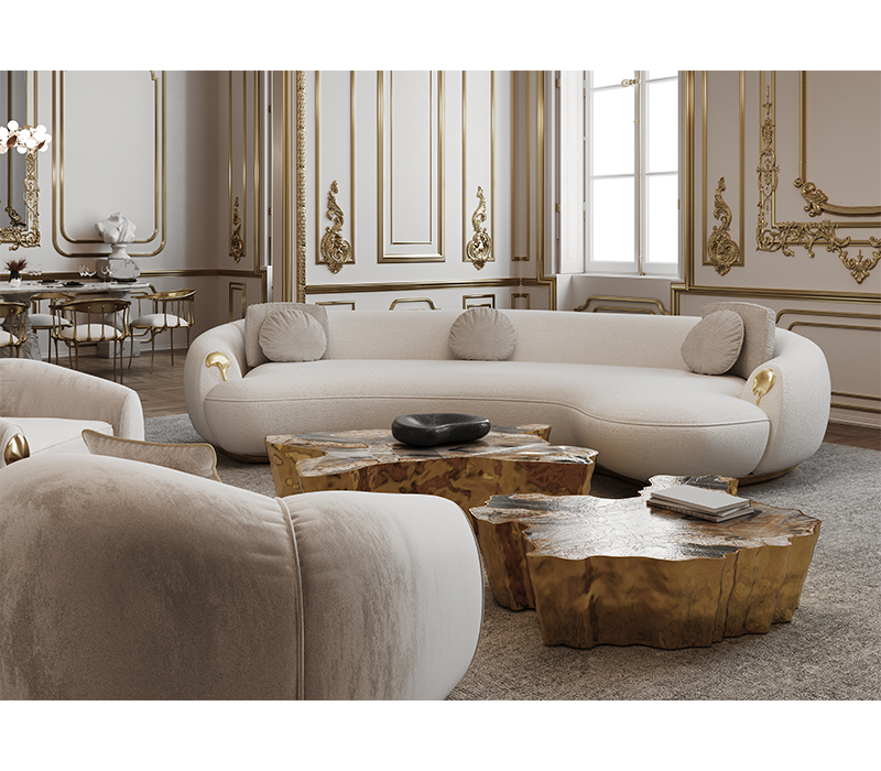 Soleil Cream Curved Sofa mobile image 19
