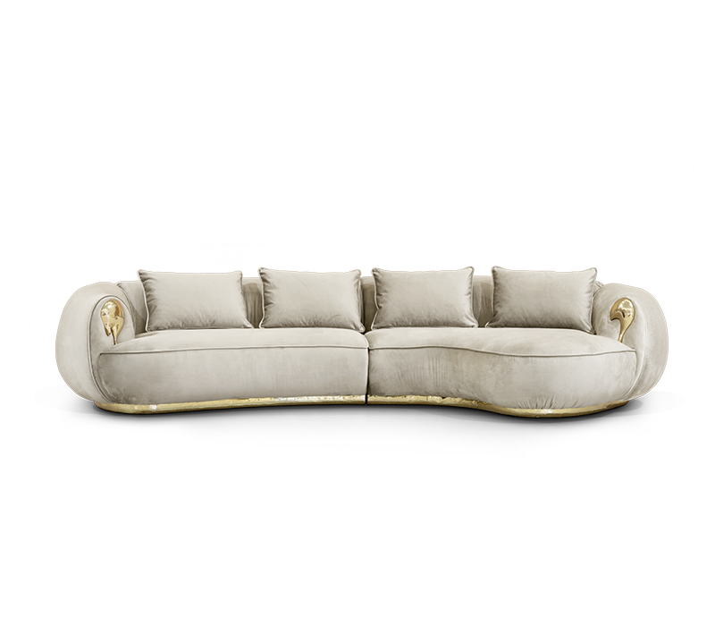 Soleil Curved Cream Sofa mobile image 1