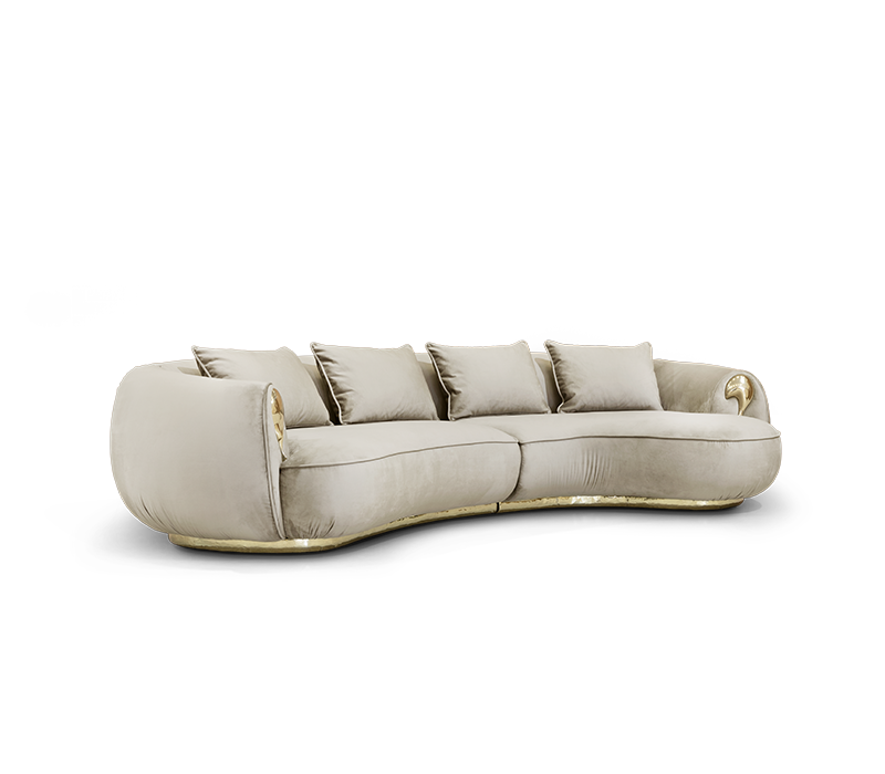 Soleil Curved Cream Sofa mobile image 2
