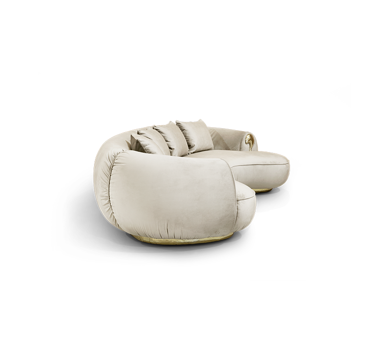 Soleil Curved Cream Sofa mobile image 3