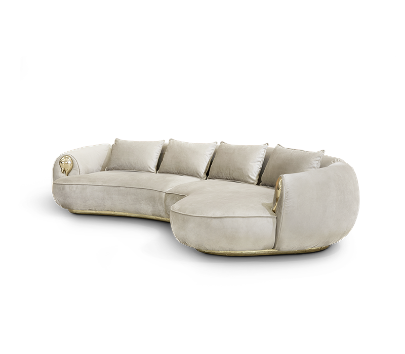 Soleil Curved Cream Sofa mobile image 5