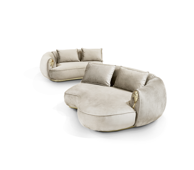 Soleil Curved Cream Sofa mobile image 6