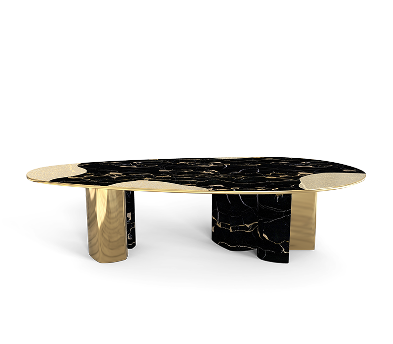 Ophelia Portoro Marble And Gold Dining Table mobile image 1