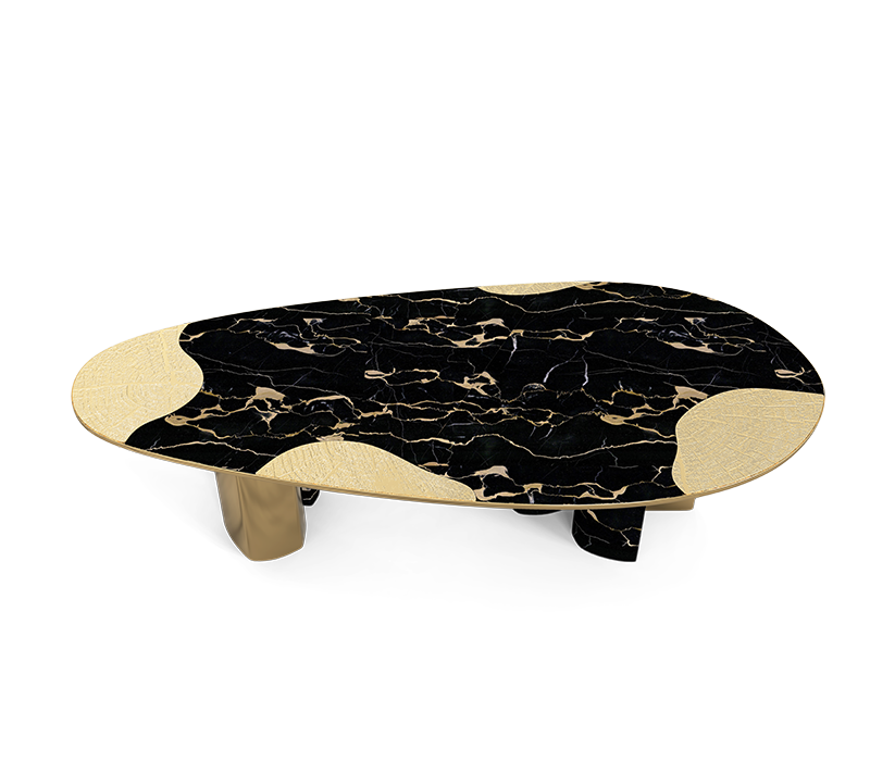 Ophelia Portoro Marble And Gold Dining Table mobile image 5