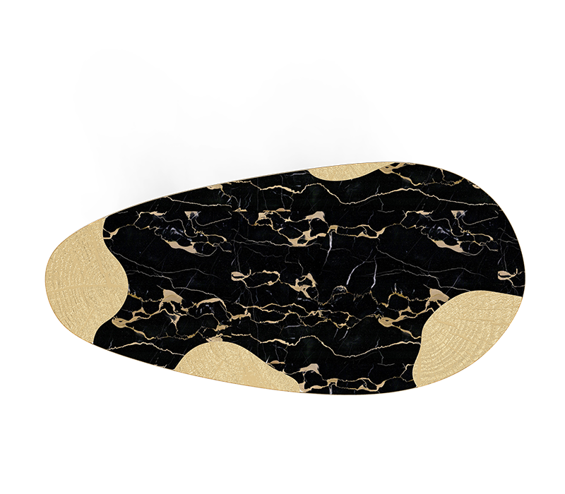 Ophelia Portoro Marble And Gold Dining Table mobile image 6