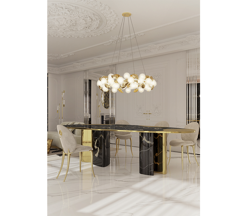 Ophelia Portoro Marble And Gold Dining Table mobile image 7