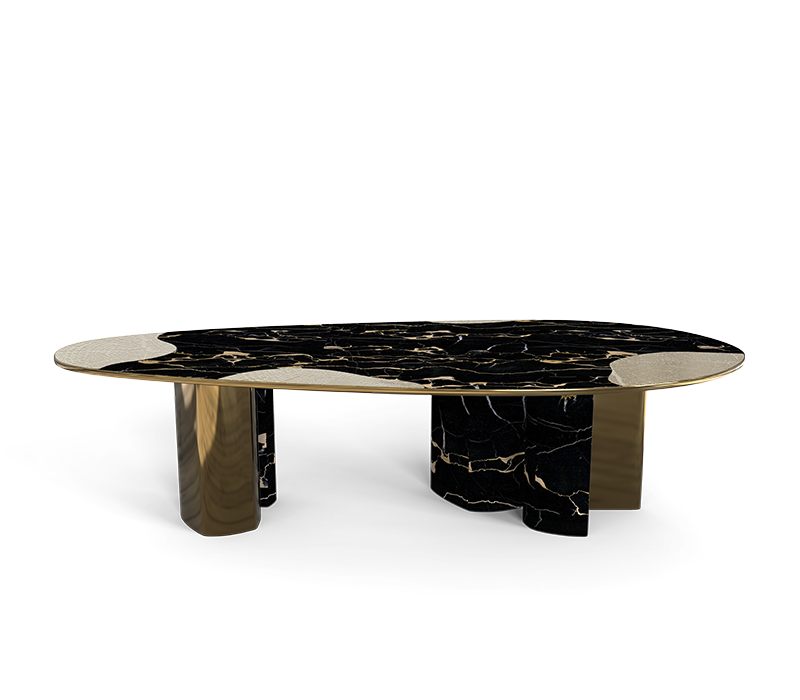 Ophelia Portoro Marble And Patina Dining Table mobile image 1
