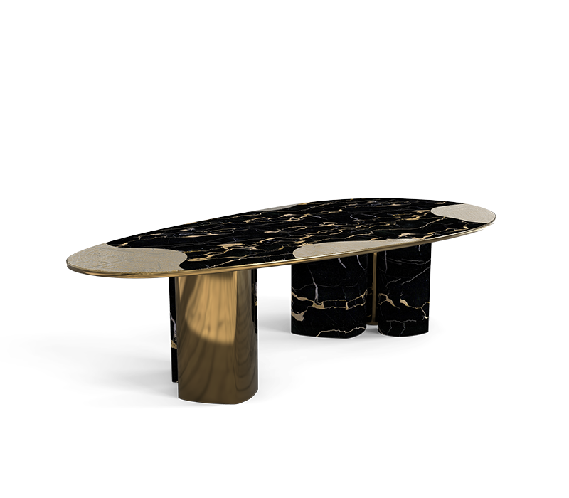 Ophelia Portoro Marble And Patina Dining Table mobile image 2