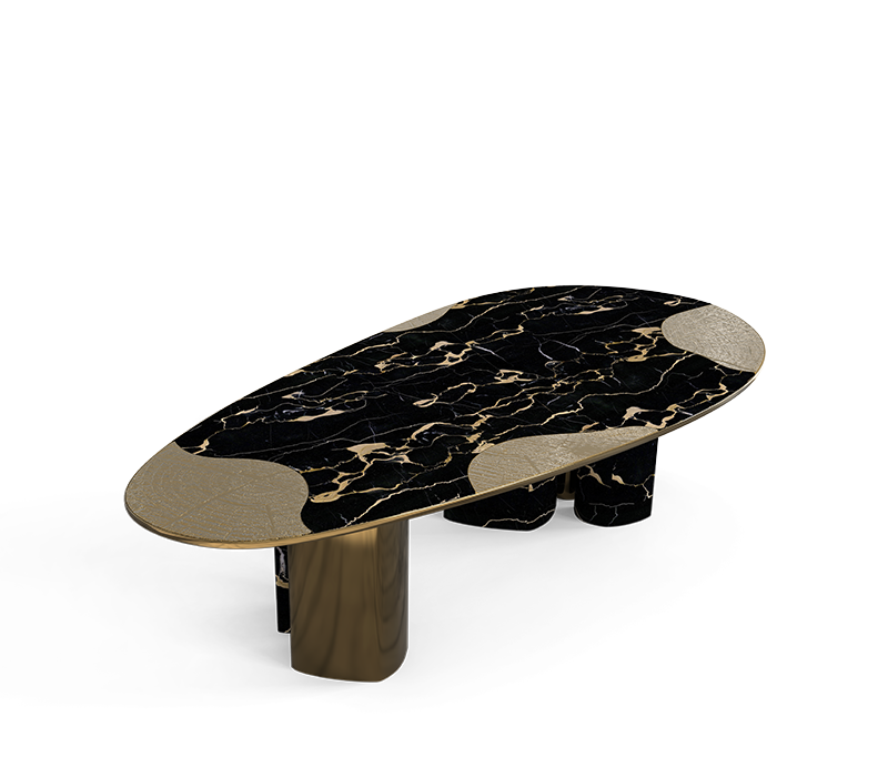 Ophelia Portoro Marble And Patina Dining Table mobile image 3