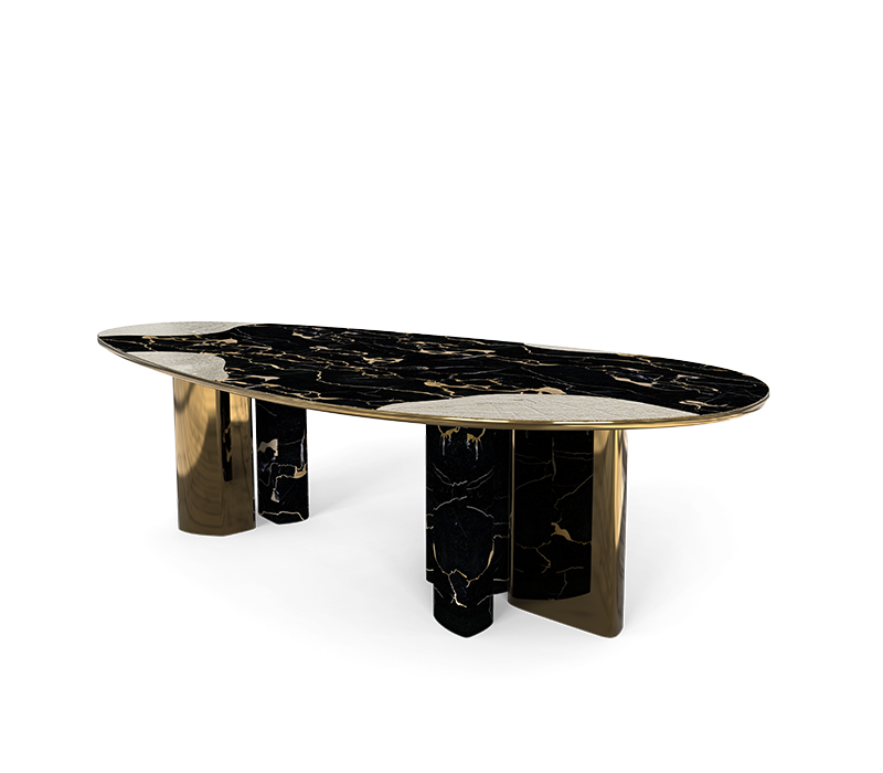 Ophelia Portoro Marble And Patina Dining Table mobile image 4