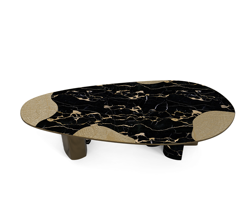 Ophelia Portoro Marble And Patina Dining Table mobile image 5