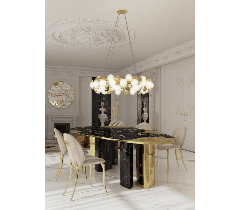 Ophelia Portoro Marble And Patina Dining Table mobile image 7