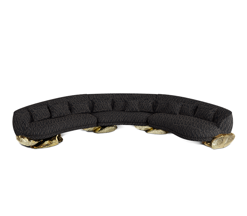 Angra Black Curved Sofa mobile image 1