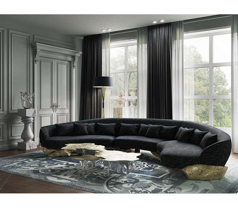 Angra Black Curved Sofa mobile image 10