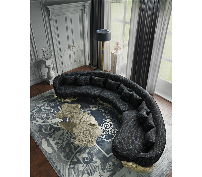 Angra Black Curved Sofa mobile image 11