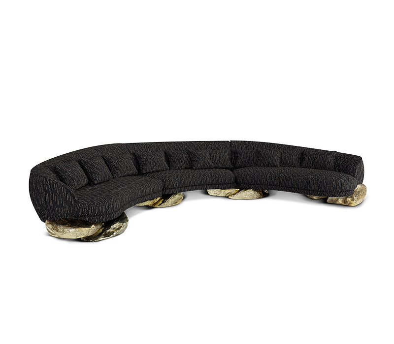 Angra Black Curved Sofa mobile image 3