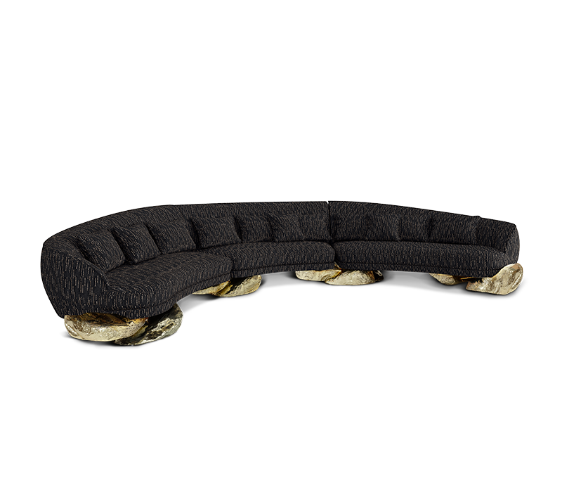 Angra Black Curved Sofa mobile image 4