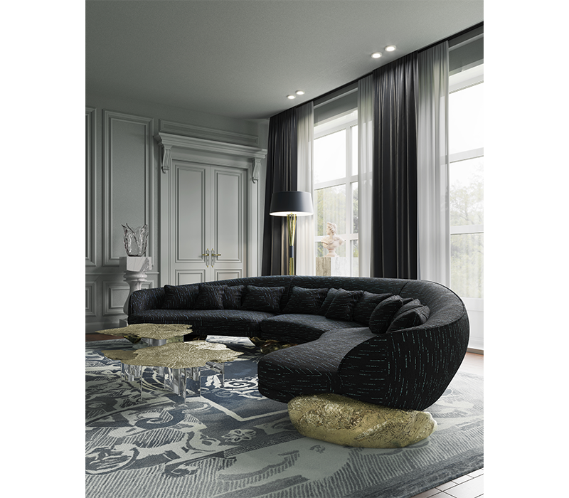 Angra Black Curved Sofa mobile image 9