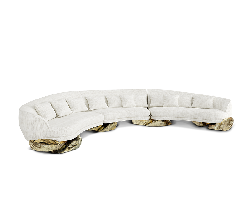 Angra White Curved Sofa mobile image 4