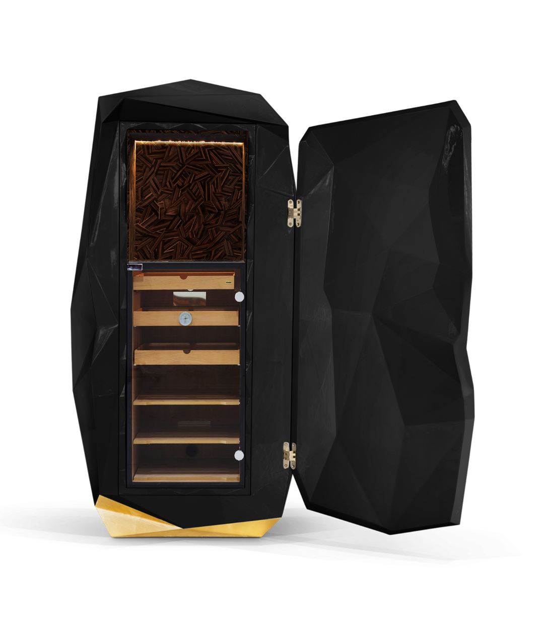 Contemporary Diamond Black Cigar Humidor by Boca do Lobo
