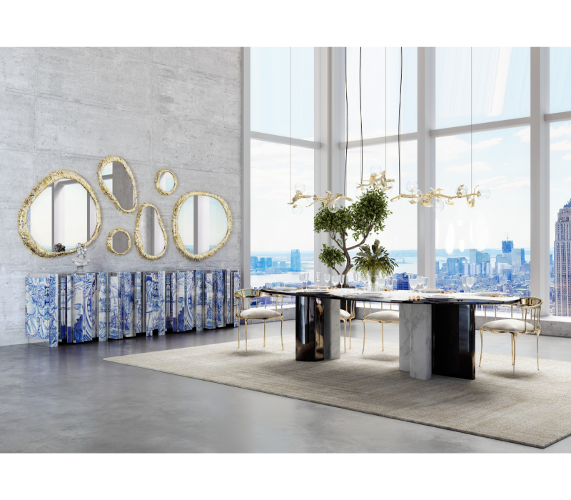 Ophelia Carrara Marble And Black Dining Table mobile image 7