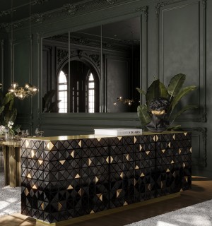 pixel black gold sideboard