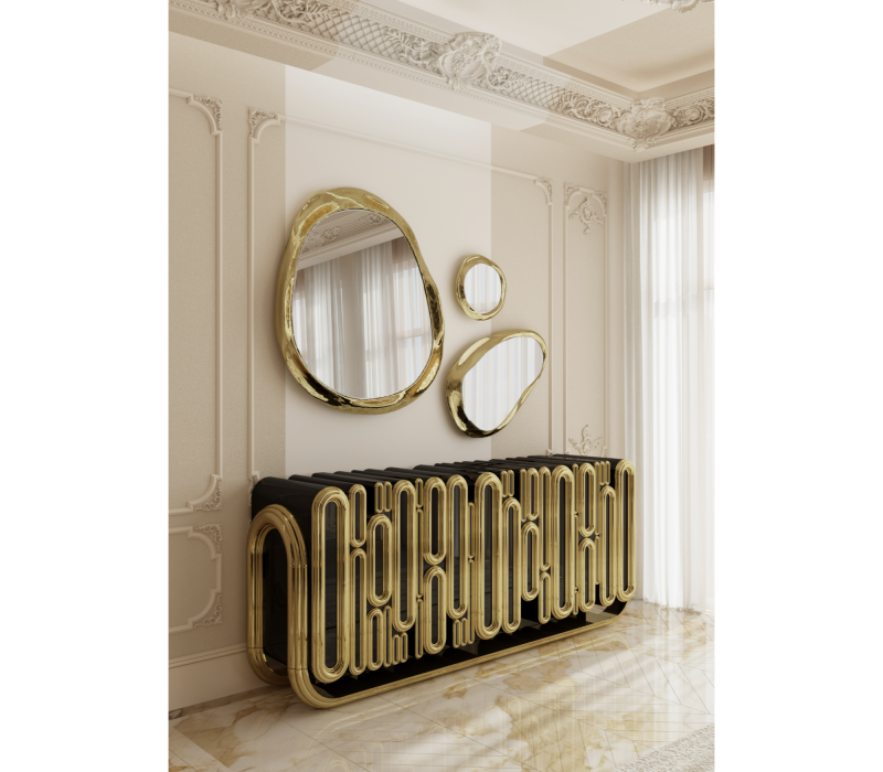 Oblong Gold Sideboard mobile image 7