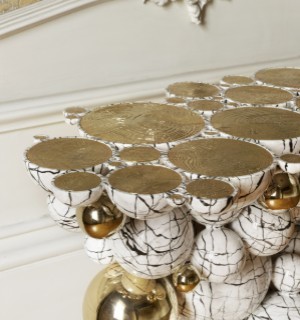 newton faux-marble console