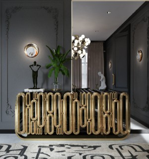 oblong gold sideboard